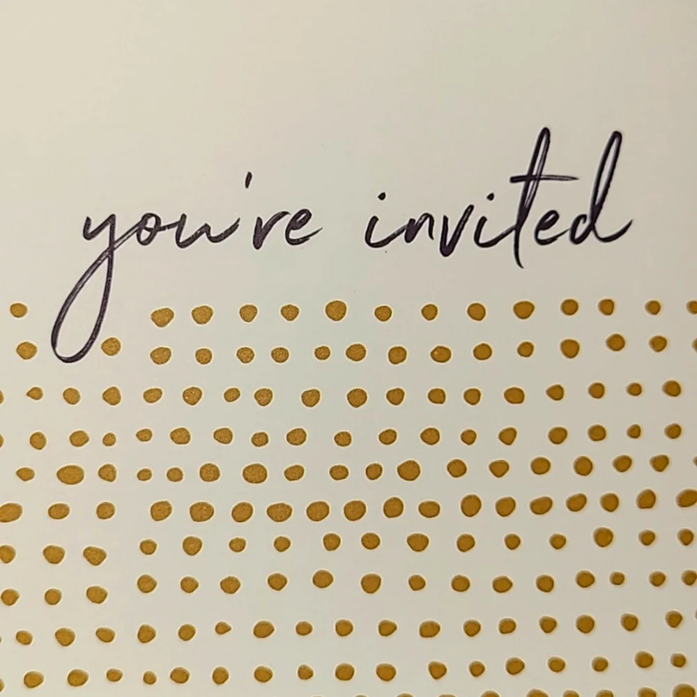 Set of 3 boxes blank invites, invitation cards, Ivory & Gold